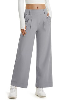 Foto 1 | Foto 1 | Pantalones De Vestir De Pierna Ancha Libin Para Mujer Cintura Alta Gris Claro - Venta Internacional.