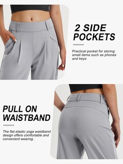 Foto 3 | Foto 3 | Pantalones De Vestir De Pierna Ancha Libin Para Mujer Cintura Alta Gris Claro - Venta Internacional.