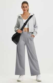 Foto 6 | Foto 6 | Pantalones De Vestir De Pierna Ancha Libin Para Mujer Cintura Alta Gris Claro - Venta Internacional.