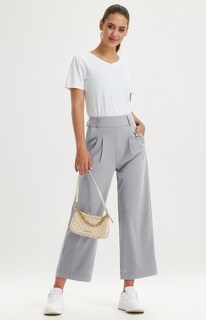 Foto 6 | Foto 6 | Pantalones De Vestir De Pierna Ancha Libin Para Mujer Cintura Alta Gris Claro - Venta Internacional.