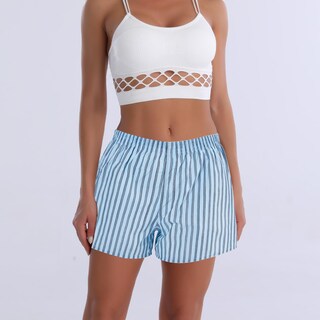 Foto 5 | Foto 5 | Pantalones Cortos De Pijama Cinvik Boxer Para Mujer 100% Algodón Azul A Cuadros - Venta Internacional.