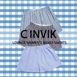 Foto 7 | Foto 7 | Pantalones Cortos De Pijama Cinvik Boxer Para Mujer 100% Algodón Azul A Cuadros - Venta Internacional.