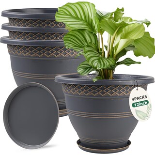 Foto 1 | Foto 1 | Macetas Usocik Paquete De 4 30 Cm Plástico Con Orificios De Drenaje Y Platillo - Venta Internacional.