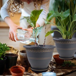 Foto 4 | Foto 4 | Macetas Usocik Paquete De 4 30 Cm Plástico Con Orificios De Drenaje Y Platillo - Venta Internacional.