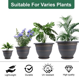 Foto 6 | Foto 6 | Macetas Usocik Paquete De 4 30 Cm Plástico Con Orificios De Drenaje Y Platillo - Venta Internacional.