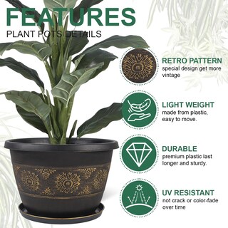 Foto 4 | Foto 4 | Macetas Usocik Con Diseño Retro Con Orificios De Drenaje De 40 Cm Paquete De 4 - Venta Internacional.