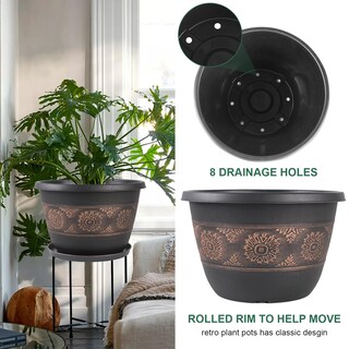 Foto 3 | Foto 3 | Macetas Usocik Con Diseño Retro Con Orificios De Drenaje De 30 Cm Paquete De 4 - Venta Internacional.