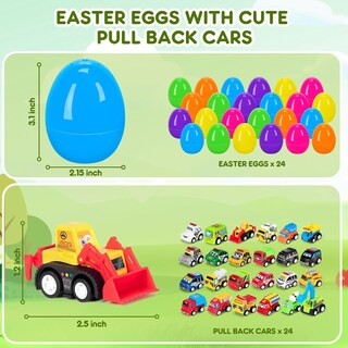 Foto 2 | Foto 2 | Huevos De Pascua Precargados Sugfut Con Coches Retráctiles 24 Unidades Para Niños - Venta Internacional.