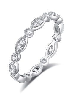 Foto 1 | Foto 1 | Alianza De Boda Imolove Moissanite De Plata 925 Chapada En Oro De 18 Quilates - Venta Internacional.