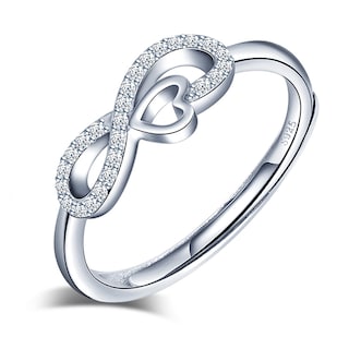 Foto 2 | Foto 2 | Anillo Infinity De Plata 925 Con Circonita Chapada En Rodio Para Mujer - Venta Internacional.