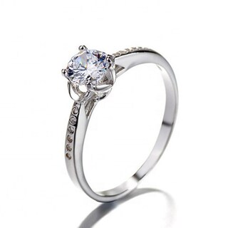 Foto 1 | Foto 1 | Anillo De Compromiso De Plata 925 Con Piedra Solitaria Y Circonita Para Mujer - Venta Internacional.