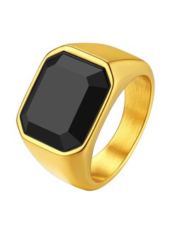 Foto 1 | Foto 1 | Anillo Richsteel Oro Ónix Negro De Acero Inoxidable Talla 09 Para Hombre - Venta Internacional.