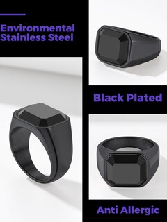 Foto 7 | Foto 7 | Anillo Richsteel  Ónix Negro  Acero Inoxidable Vintage  Tamaño 10 - Venta Internacional.