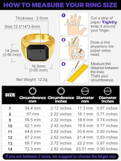 Foto 5 | Foto 5 | Anillo Richsteel Gold Para Hombre Alianza De Boda Con Ónix Negro Talla 14 - Venta Internacional.