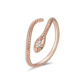 Foto 1 | Foto 1 | Anillo De Plata 925 Chapado En Oro Rosa Con Forma De Serpiente Ajustable Para Mujer - Venta Internacional.