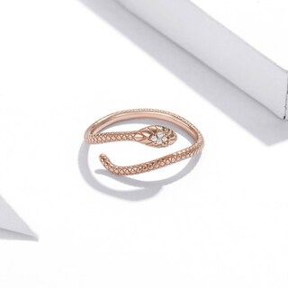 Foto 2 | Foto 2 | Anillo De Plata 925 Chapado En Oro Rosa Con Forma De Serpiente Ajustable Para Mujer - Venta Internacional.