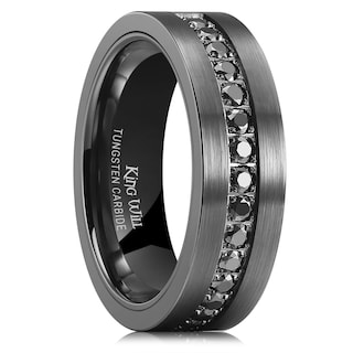 Foto 1 | Foto 1 | Anillo King Will De Carburo De Tungsteno De 7 Mm Negro Con Circonita Tamaño 10.5 - Venta Internacional.