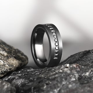 Foto 2 | Foto 2 | Anillo King Will De Carburo De Tungsteno De 7 Mm Negro Con Circonita Tamaño 10.5 - Venta Internacional.