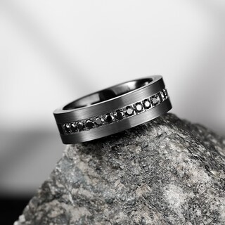 Foto 3 | Foto 3 | Anillo King Will De Carburo De Tungsteno De 7 Mm Negro Con Circonita Tamaño 10.5 - Venta Internacional.