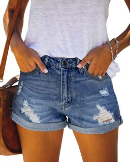 Foto 1 | Foto 1 | Pantalones Cortos De Mezclilla Onlypuff Para Mujer Talle Medio Azul Talla M - Venta Internacional.
