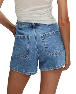 Foto 5 | Foto 5 | Pantalones Cortos Onlypuff Jean Para Mujer Mezclilla Azul Desgastado Cintura Alta - Venta Internacional.