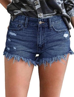 Foto 1 | Foto 1 | Pantalones Cortos De Mezclilla Modarani De Talle Medio Rasgados Deshilachados Para Mujer - Venta Internacional.
