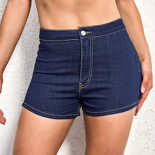 Foto 4 | Foto 4 | Pantalones Cortos De Mezclilla Vipones De Cintura Alta Elásticos Para Levantar Glúteos Para Mujer - Venta Internacional.