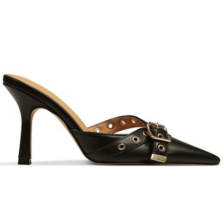 Foto 1 | Foto 1 | Tacones Mules Aminugal Negros Puntiagudos Con Punta Cerrada  Tacón De Aguja Para Mujer  8 Cm - Venta Internacional.