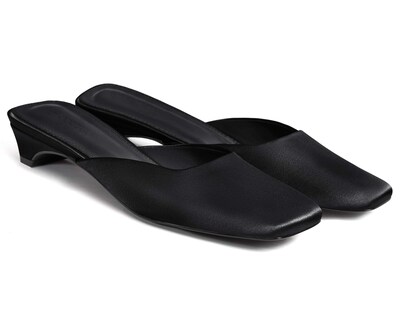 Foto 1 | Foto 1 | Mules Coutgo Para Mujer Tacón Bajo De Gatito Punta Cuadrada Sin Cordones Color Negro - Venta Internacional.