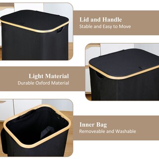Foto 5 | Foto 5 | Cesto De Ropa Iegrow 110 L Con Tapa Asa Y Bolsa Extraíble Color Negro - Venta Internacional.