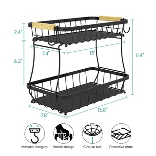 Foto 6 | Foto 6 | Cesta De Frutas Sevenblue 2025 Pro De 2 Niveles Con Perchas Para Plátanos - Venta Internacional.