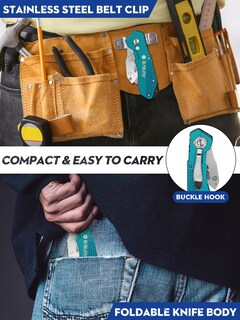 Foto 4 | Foto 4 | Cuchillo Utilitario Bibury Cortador De Cajas Plegable Resistente Verde - Venta Internacional.