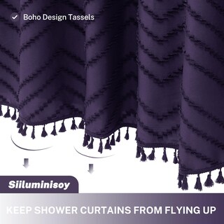 Foto 3 | Foto 3 | Cortina De Ducha Siiluminisoy Boho De Tela Violeta Oscuro De 180 X 180 Cm - Venta Internacional.