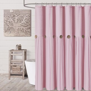 Foto 1 | Foto 1 | Cortina De Ducha Awellife Farmhouse De Lino Y Algodón Rosa 180 X 180 Cm - Venta Internacional.