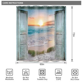 Foto 5 | Foto 5 | Cortina De Ducha Riyidecor Teal Ocean Beach 150 X 180 Cm Poliéster - Venta Internacional.