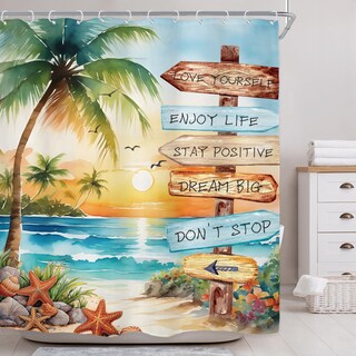 Foto 2 | Foto 2 | Cortina De Ducha Riyidecor Tropical Palm Tree 180x200 Cm De Poliéster - Venta Internacional.