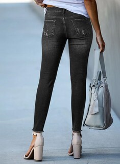 Foto 5 | Foto 5 | Vaqueros Shewin De Cintura Alta  Delgados  Elásticos  Negros  Talla 10  Para Mujer - Venta Internacional.