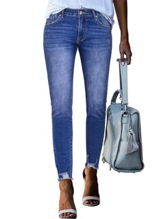 Foto 4 | Foto 4 | Vaqueros Shewin De Cintura Alta Elásticos Ajustados Para Mujer Azules - Venta Internacional.