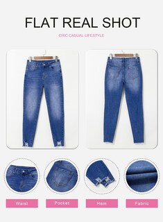 Foto 6 | Foto 6 | Vaqueros Shewin Ajustados Talle Alto Que Dan Forma A La Moda Azul Oscuro - Venta Internacional.