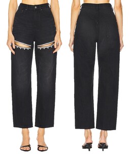 Foto 4 | Foto 4 | Vaqueros Uagvb Holgados Y Rasgados Con Diamantes De Imitación Y2k De Cintura Alta Negros Xxl - Venta Internacional.