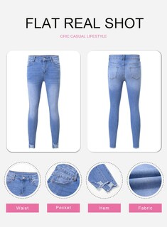 Foto 7 | Foto 7 | Vaqueros Shewin De Cintura Alta Elásticos Delgados Dobladillo Crudo Para Mujer Azules - Venta Internacional.