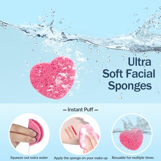Foto 4 | Foto 4 | Esponjas Faciales Spunspon 100 Unidades Con Forma De Corazón Celulosa Color Rosa - Venta Internacional.