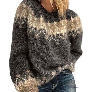 Foto 1 | Foto 1 | Jersey Tiaford De Punto Para Mujer Estampado Fair Isle Retro Negro - Venta Internacional.