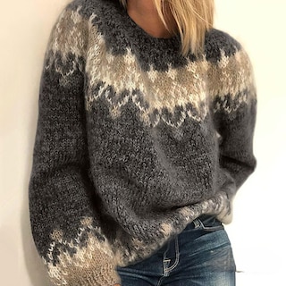 Foto 2 | Foto 2 | Jersey Tiaford De Punto Para Mujer Estampado Fair Isle Retro Negro - Venta Internacional.
