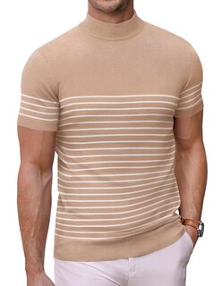 Foto 1 | Foto 1 | Jersey Coofandy De Manga Corta Con Cuello De Tortuga Simulado Para Hombre - Venta Internacional.