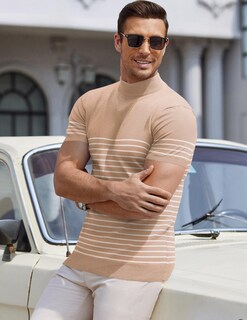 Foto 3 | Foto 3 | Jersey Coofandy De Manga Corta Con Cuello De Tortuga Simulado Para Hombre - Venta Internacional.