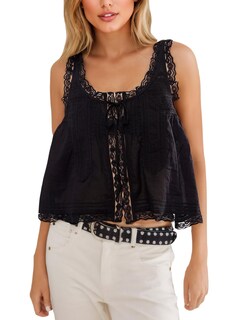 Foto 1 | Foto 1 | Camiseta Sin Mangas Funtour Para Mujer Ribetes De Encaje Playa Vacaciones Negra - Venta Internacional.
