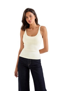 Foto 5 | Foto 5 | Camiseta Sin Mangas Suuksess De Algodón Acanalado Para Mujer Acolchada Color Blanco Talla Xs - Venta Internacional.