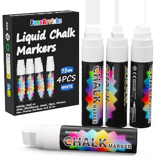 Foto 1 | Foto 1 | Rotuladores De Tiza Fansarriche Color Blanco 15 Mm Para Ventanillas De Coche Gigantes Paquete De 4 - Venta Internacional.