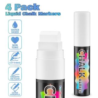 Foto 2 | Foto 2 | Rotuladores De Tiza Fansarriche Color Blanco 15 Mm Para Ventanillas De Coche Gigantes Paquete De 4 - Venta Internacional.